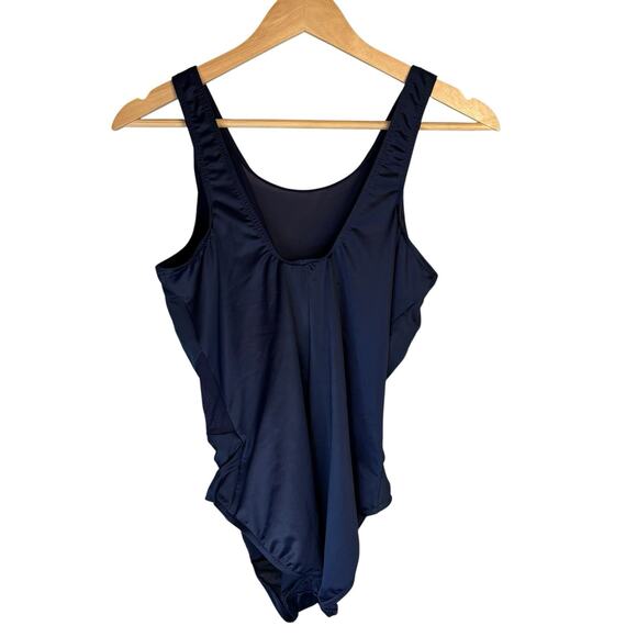 Miraclesuit One Piece Swimsuit Sz 16 Navy Mesh Tummy Control Slimming Palma - Picture 5 of 10
